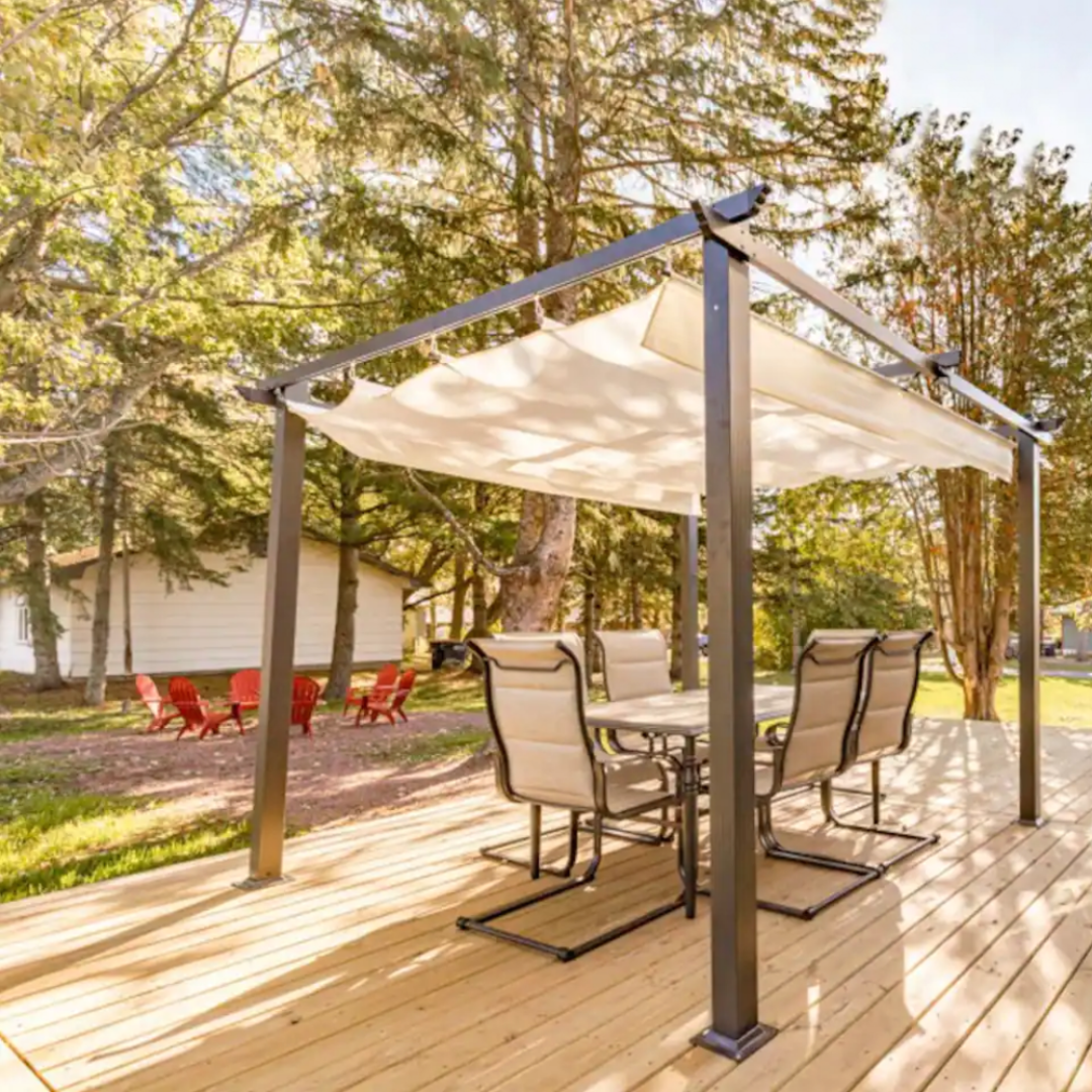 View of the expansive deck and outdoor space of our Washburn rental property.